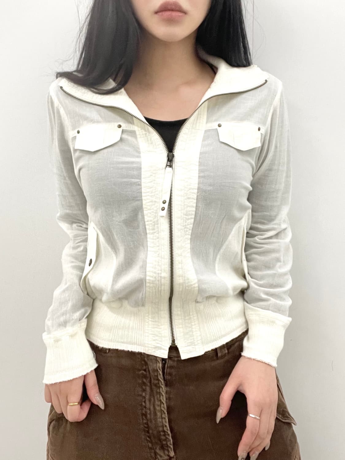 y2k white semi see-through jacket 상품이미지1