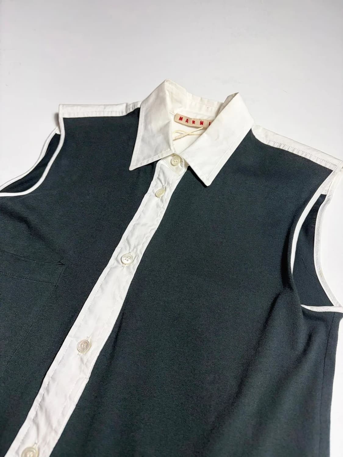 마르니 MARNI 배색 코튼 슬리브 리스 셔츠 R1762 상품이미지2