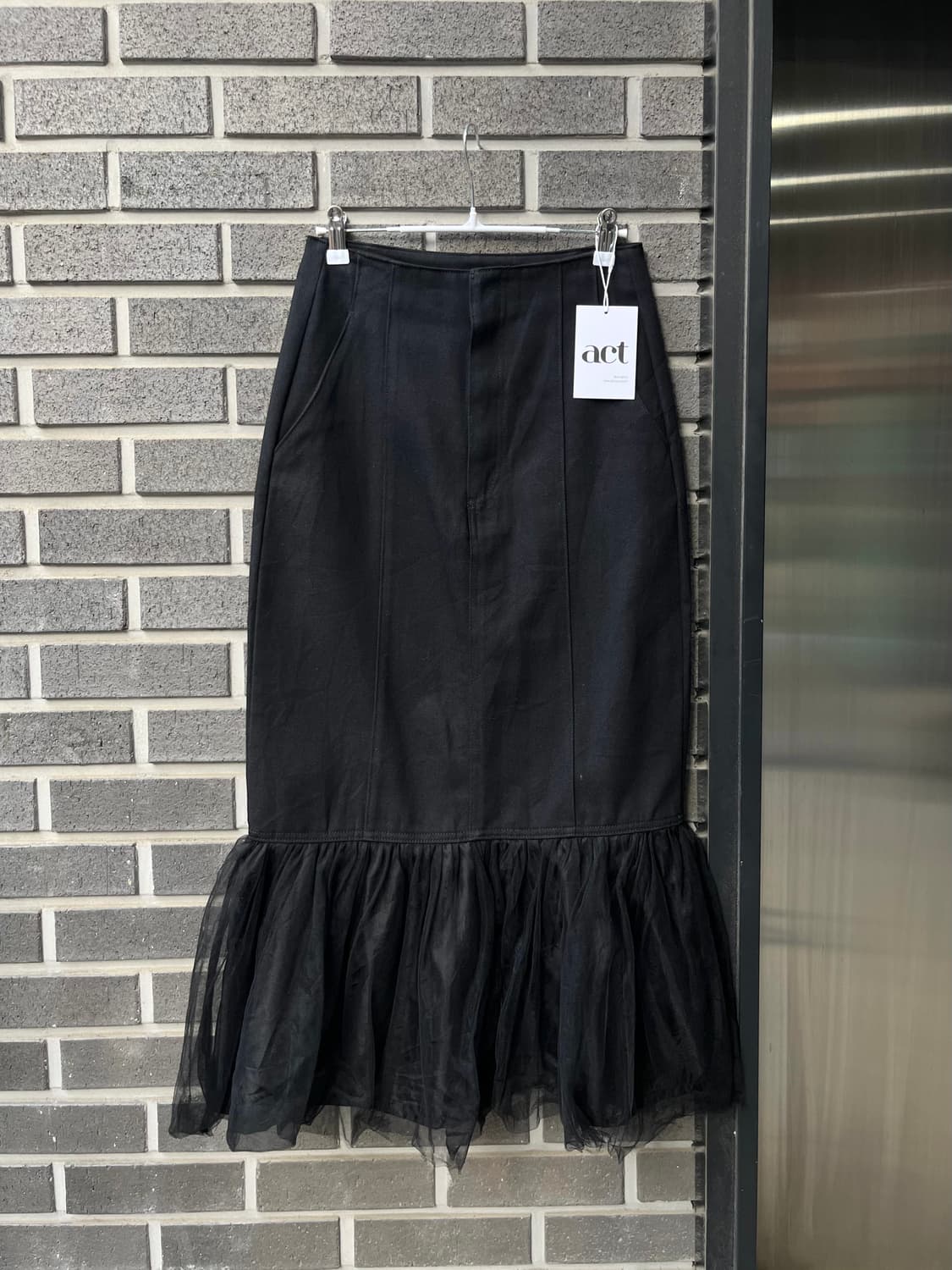 튤 코튼 롱 스커트 블랙 상품이미지2