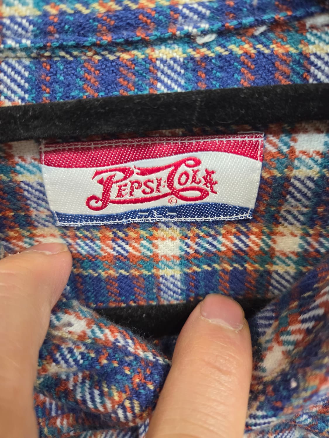 펩시콜라 올드스쿨 90s 빈티지 체크 울 셔츠긴팔  L 상품이미지3