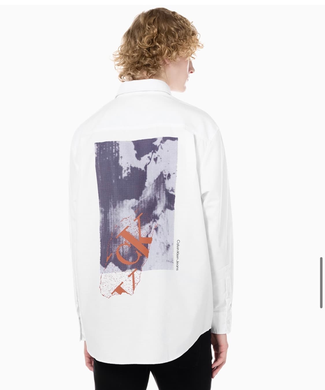 실측 XL) 캘빈클라인 by 라프시몬스 디자인 프린팅 화이트 셔츠 남방 상품이미지1