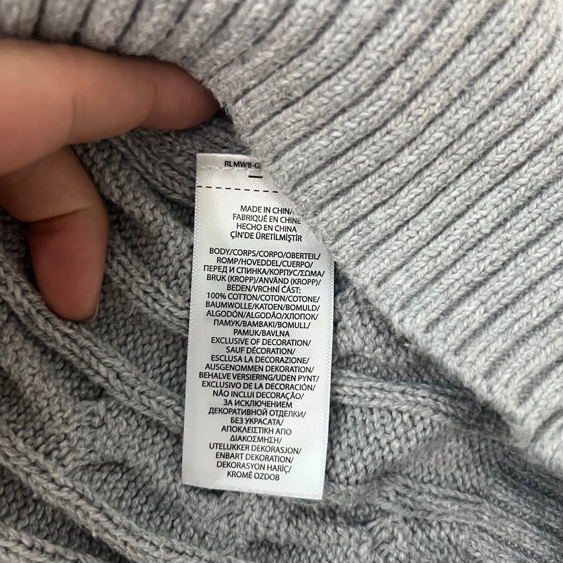 (QR정품) 폴로 그레이 케이블 니트 상품이미지7