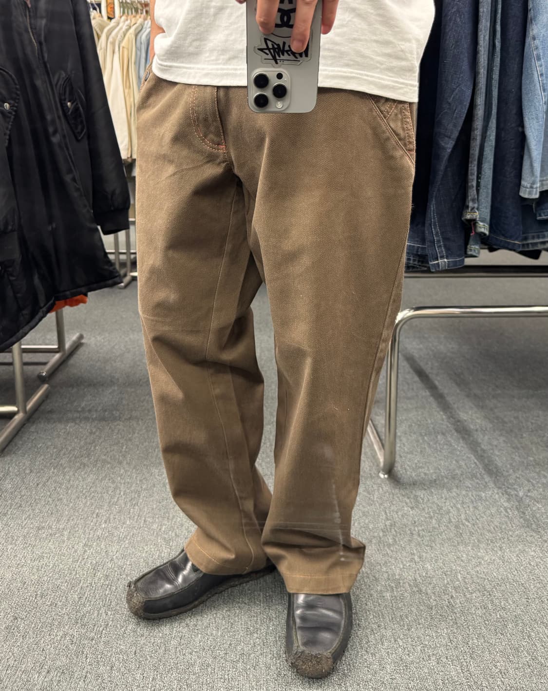 OS)Angee Bros 빈티지 올리브 헤비 코튼 팬츠 상품이미지1
