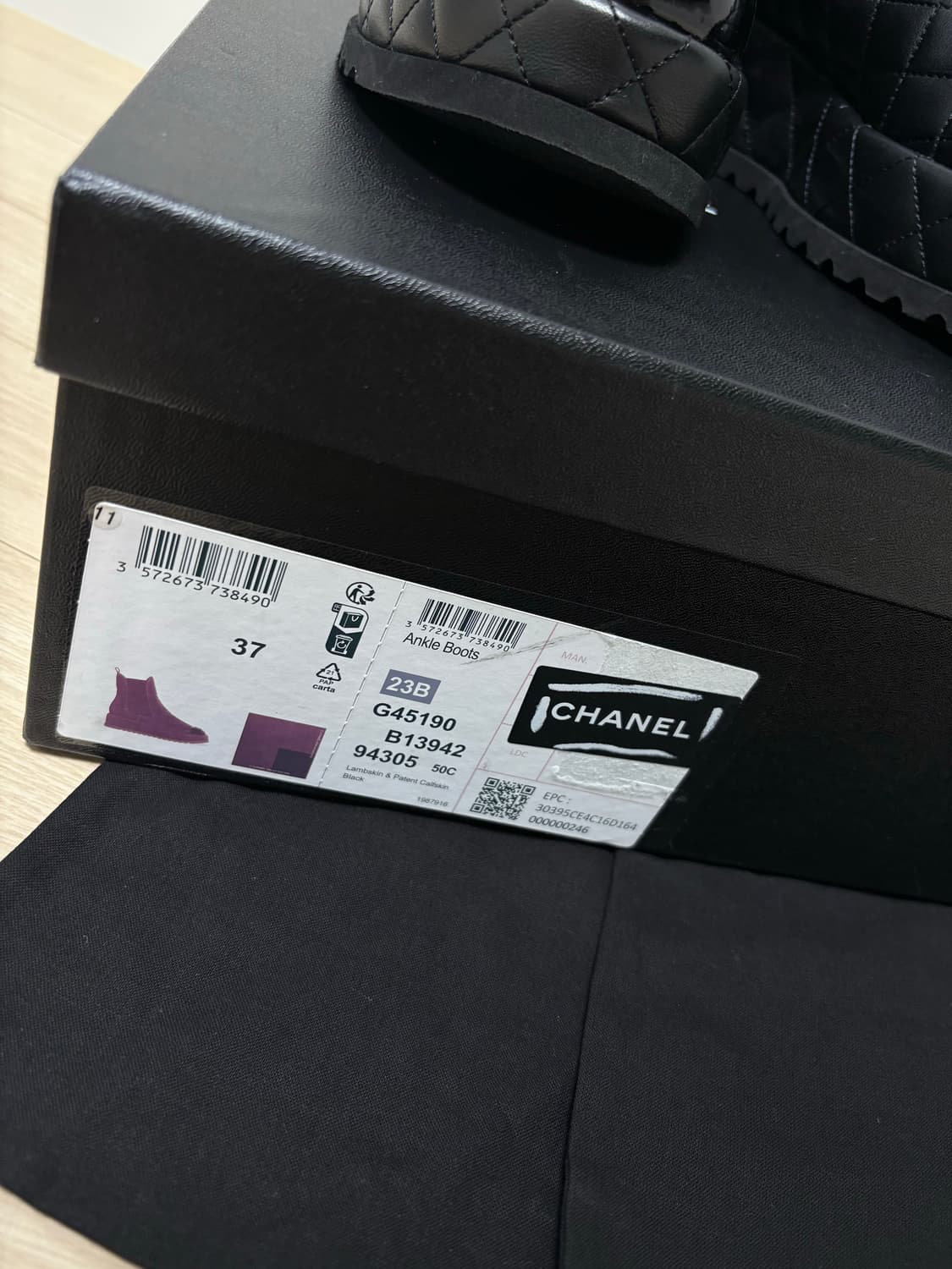 샤넬 램스킨 플랫폼 퀄팅 레더 앵클부츠 37 상품이미지7
