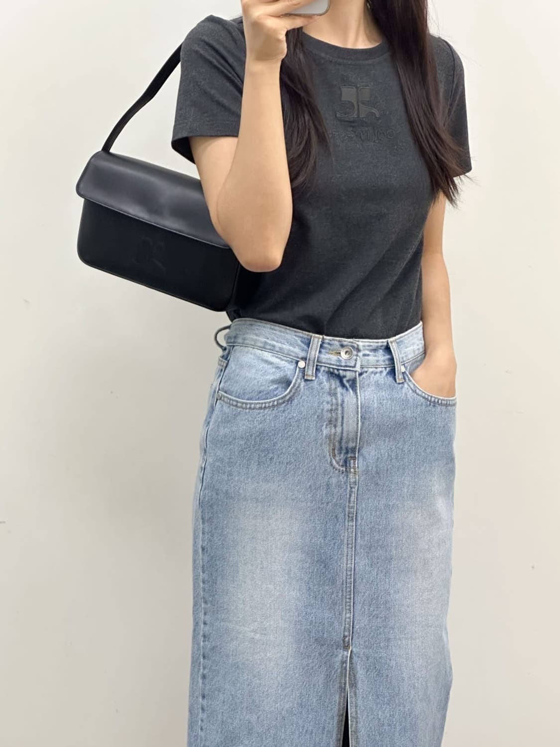 [새상품] courreges / 꾸레쥬 챠콜 빅 로고 반팔 티셔츠  상품이미지10