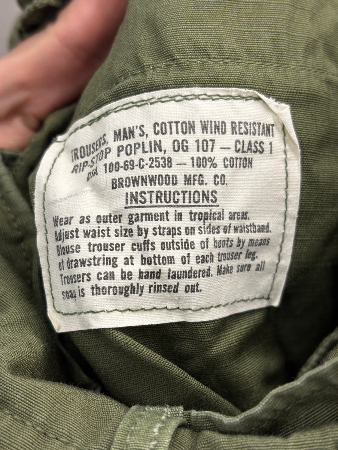 BROWNWOOD MFG. CO. 미국 군용 OG-107 '베이커 팬츠 상품이미지5