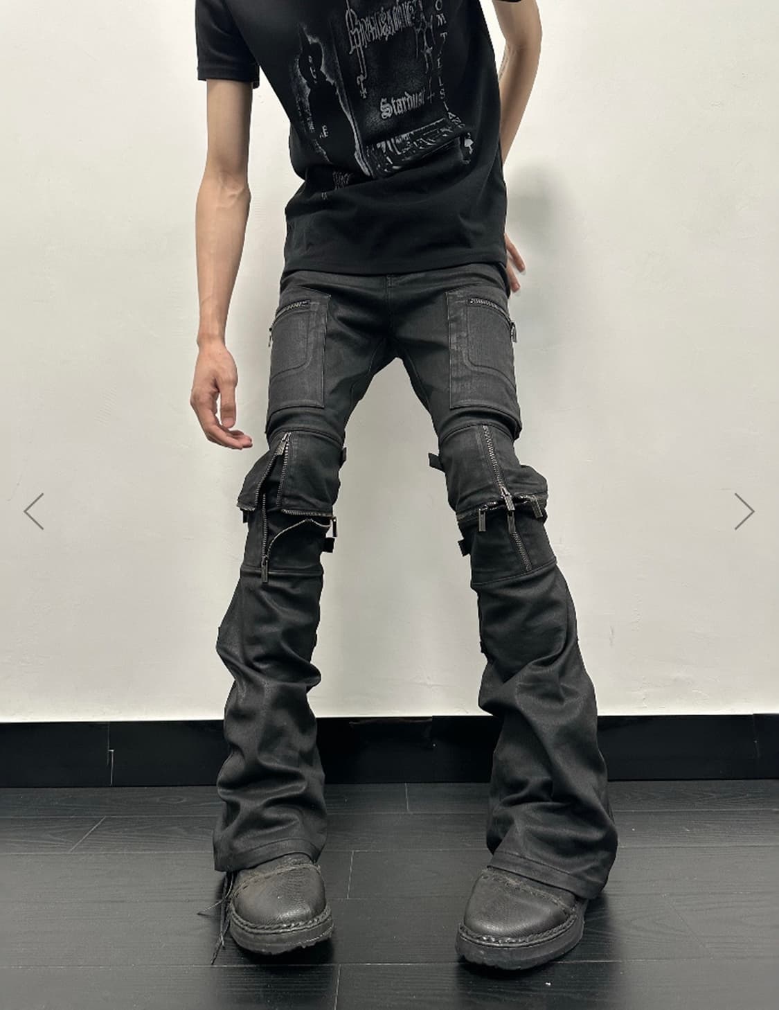 Fromtheisland Faux wax Cross zip Flare 상품이미지1