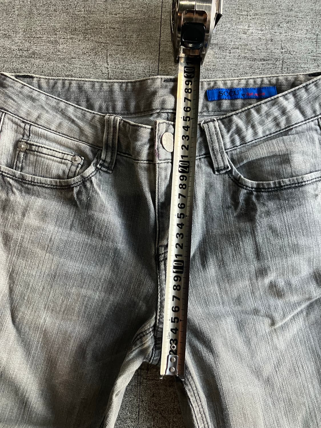 일본빈티지 Sccu 핀터깔y2k 보헤미안 데님 부츠컷팬츠 그레이 상품이미지4