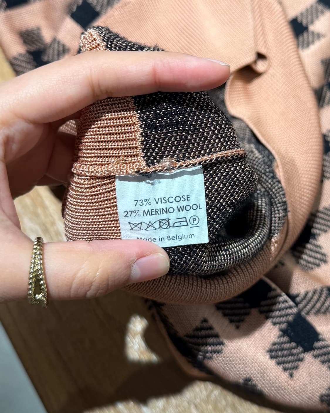 드리스 반 노튼 코퍼핑크 체크 7부 반팔 니트 상품이미지8