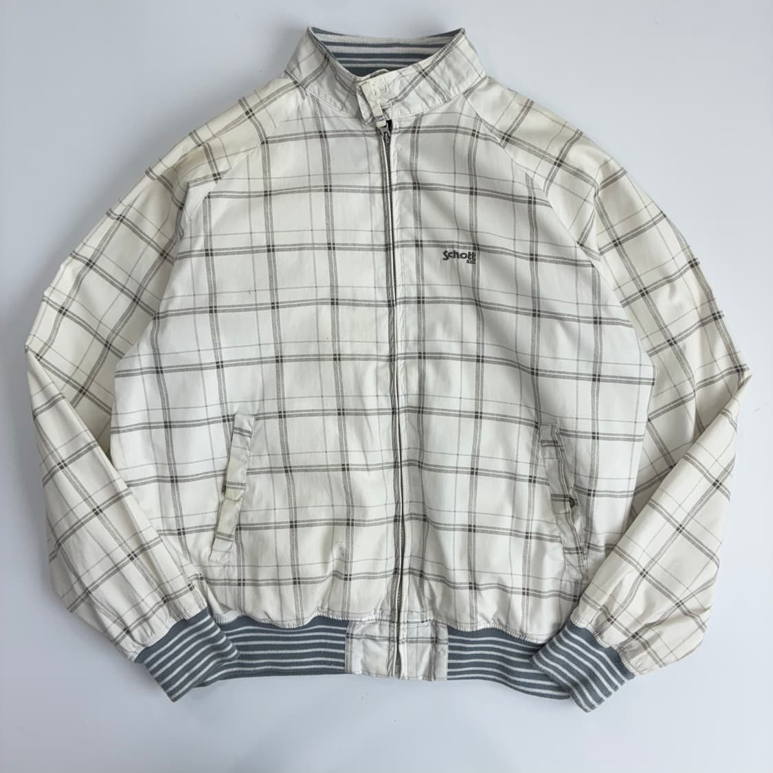 Schott 쇼트 90‘s 화이트 체크 바라쿠다 자켓 상품이미지1