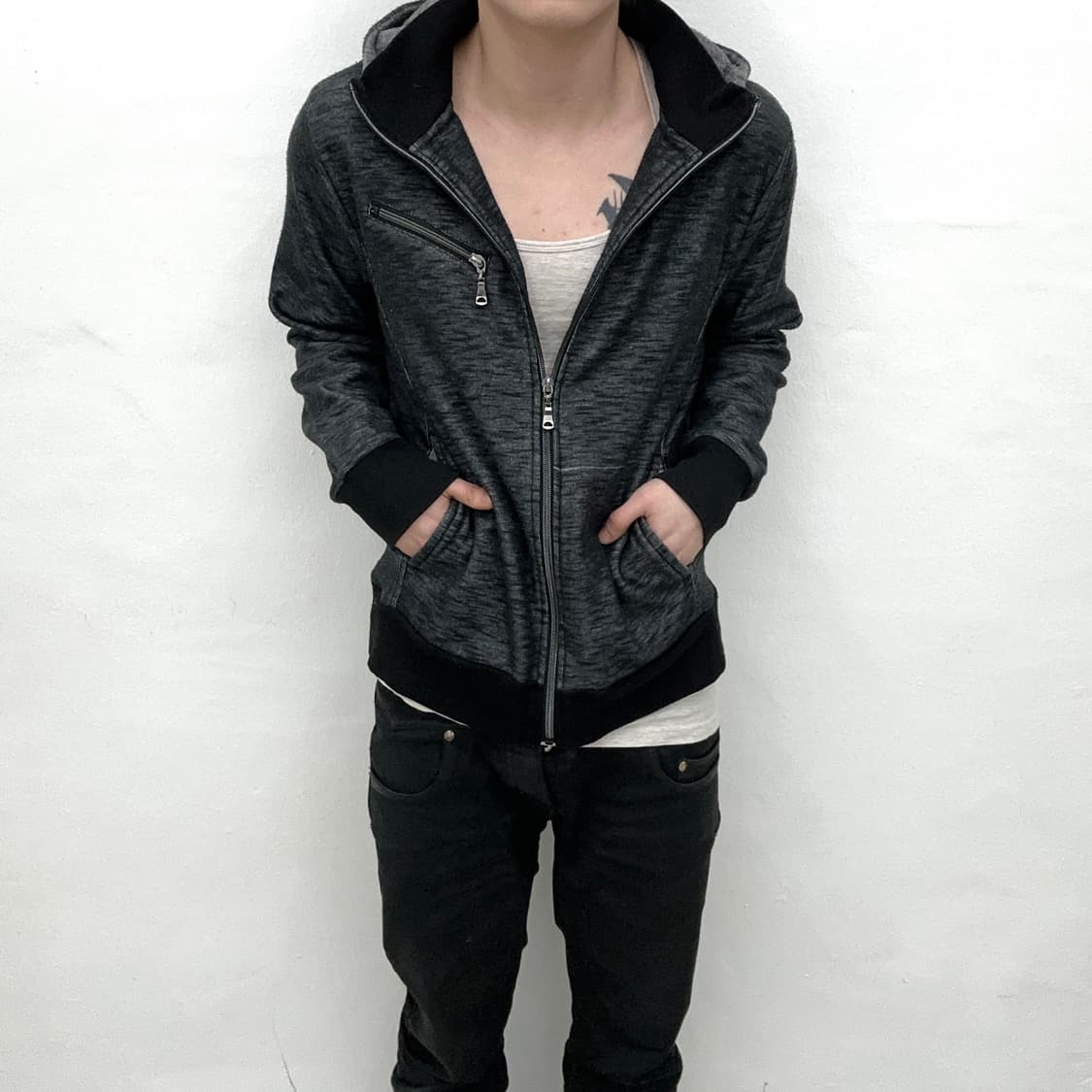 Semantic design deep blue hood zip 상품이미지3