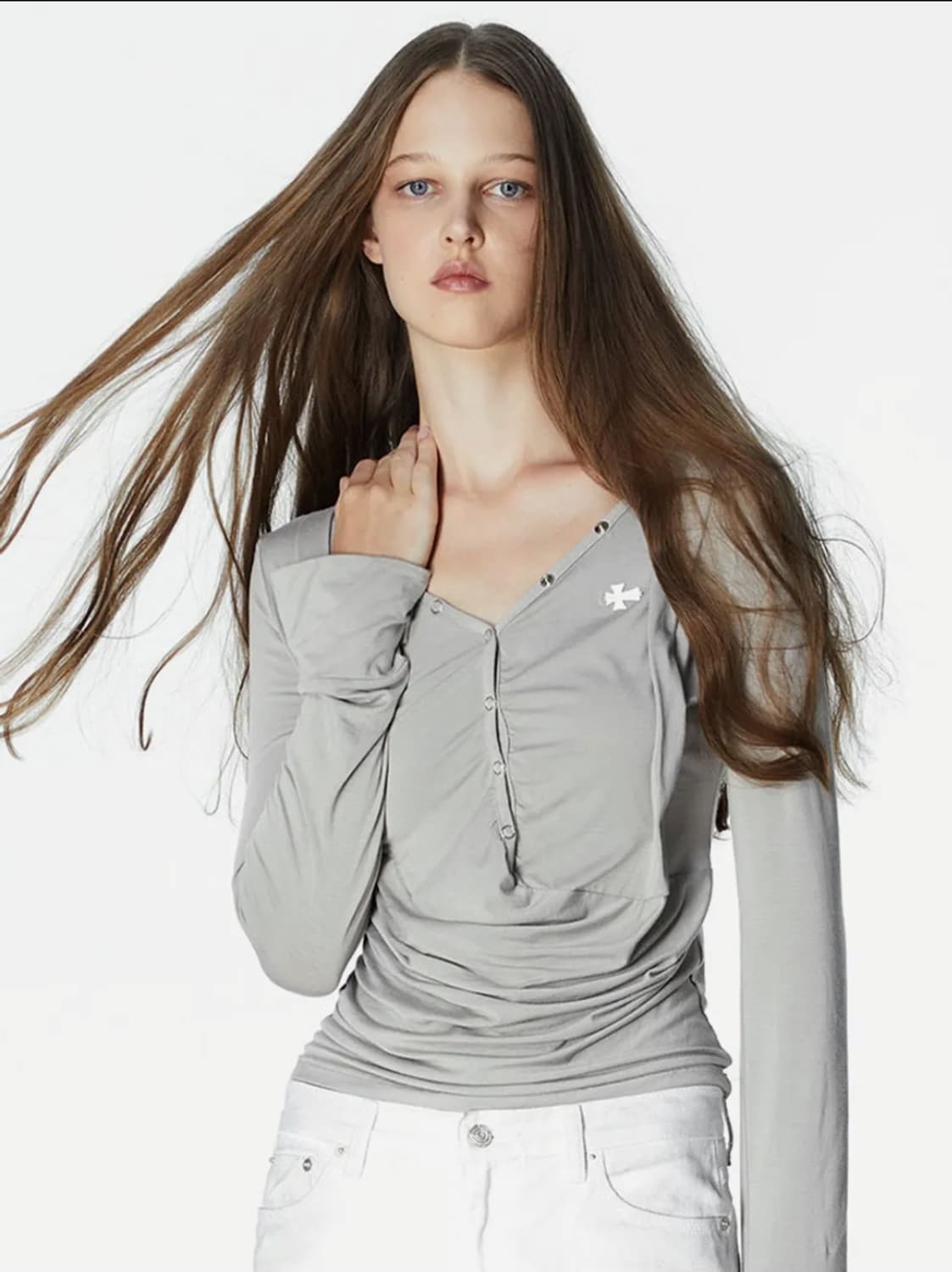 2000아카이브스 드레이프 헨리탑 모카 상품이미지1