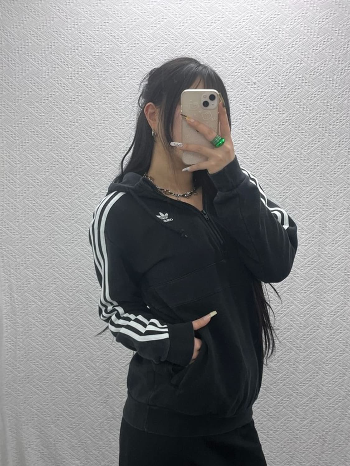 아디다스 올드스쿨 오리지널 삼선 약기모 반집업 후드티 XS C08097 상품이미지1