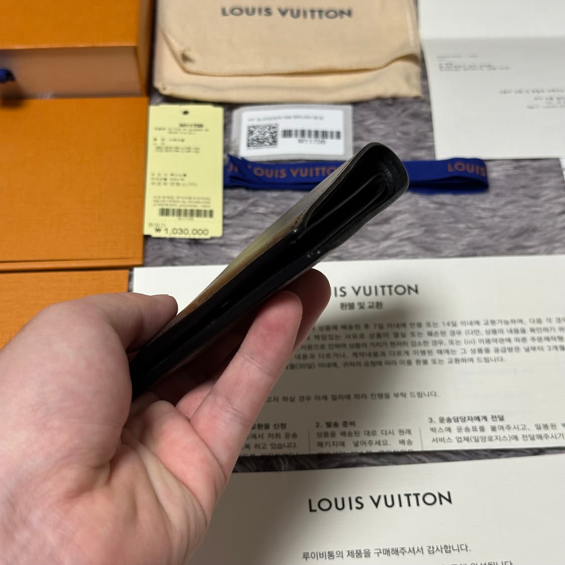 [풀구성] 루이비통 브러시드 모노그램 카우하이드 슬렌더 월릿 반지갑 상품이미지7