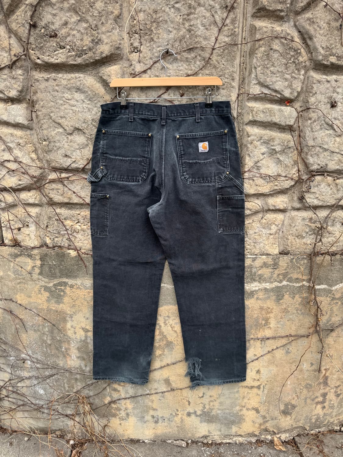 칼하트 빈티지 b01 blk 하드페이딩 카펜터 더블니 워크 팬츠 32 상품이미지2