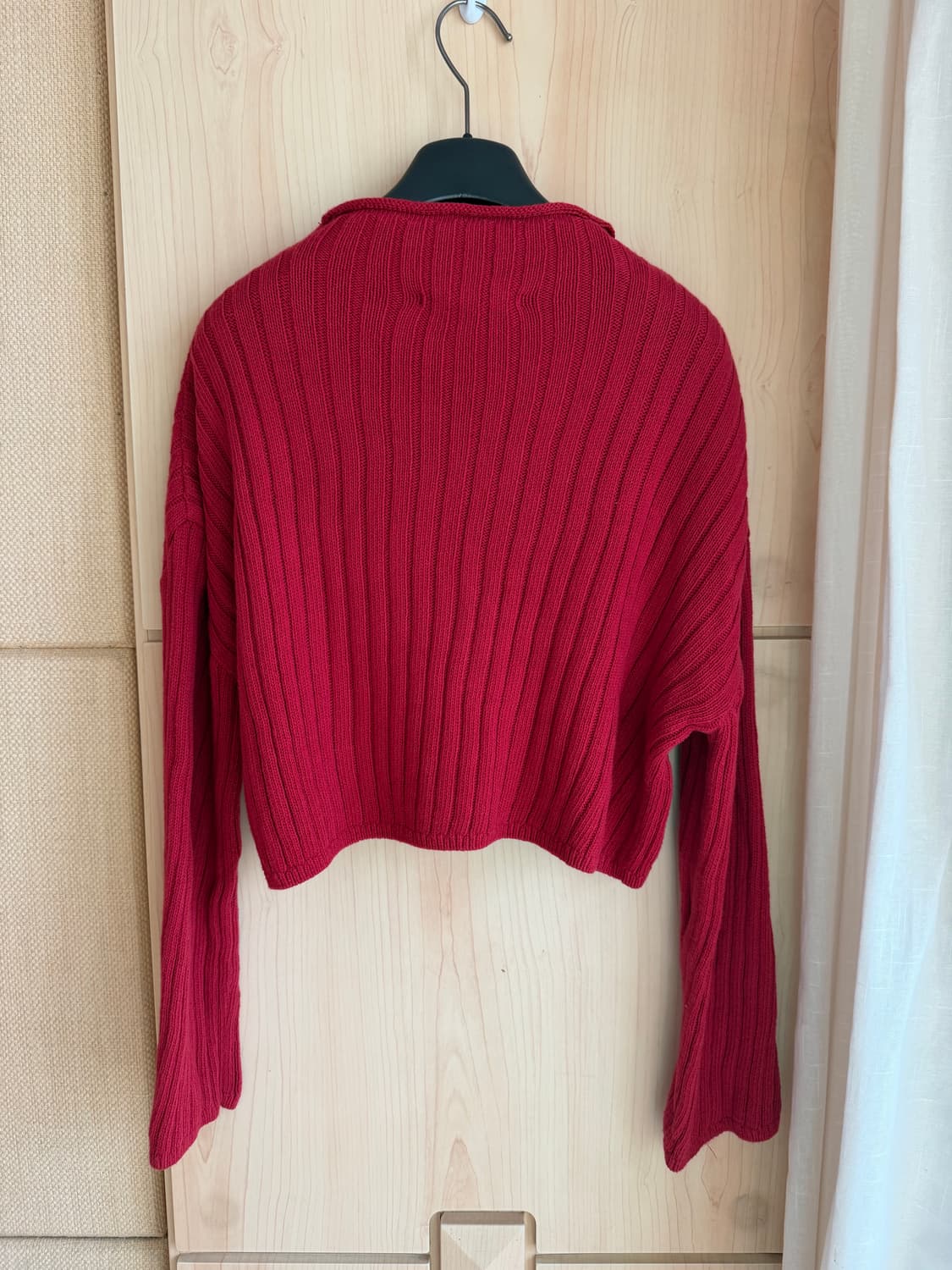 부디무드라 레드 면 니트 상의 M 상품이미지3