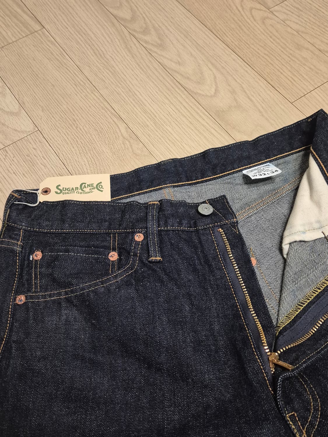 슈가케인 1955z 14oz 지퍼플라이 원워시 데님 상품이미지3