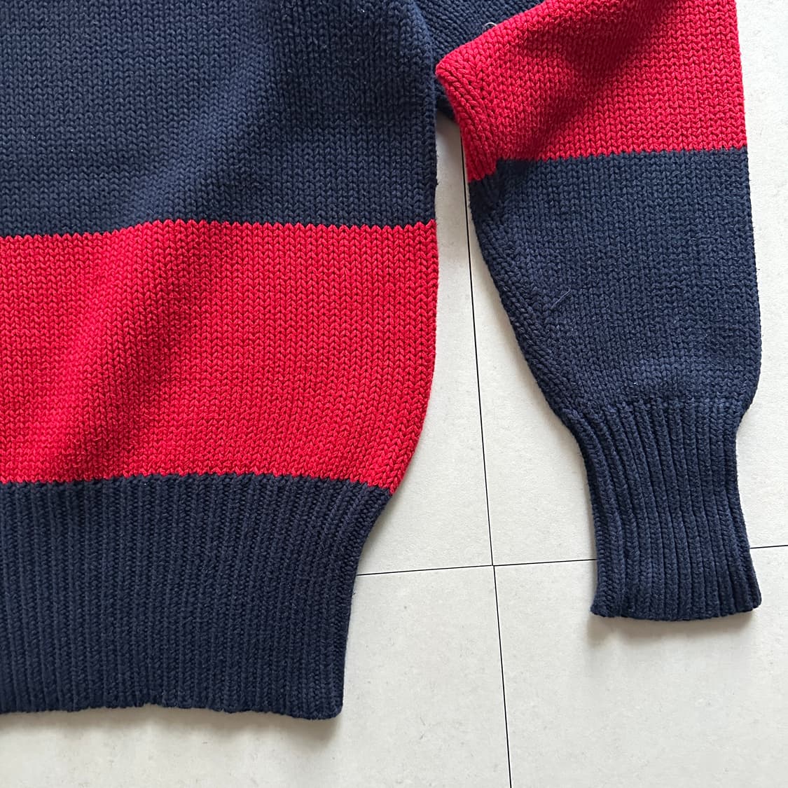 90s 폴로 랄프로렌 스트라이프 코튼 니트 XL 상품이미지3