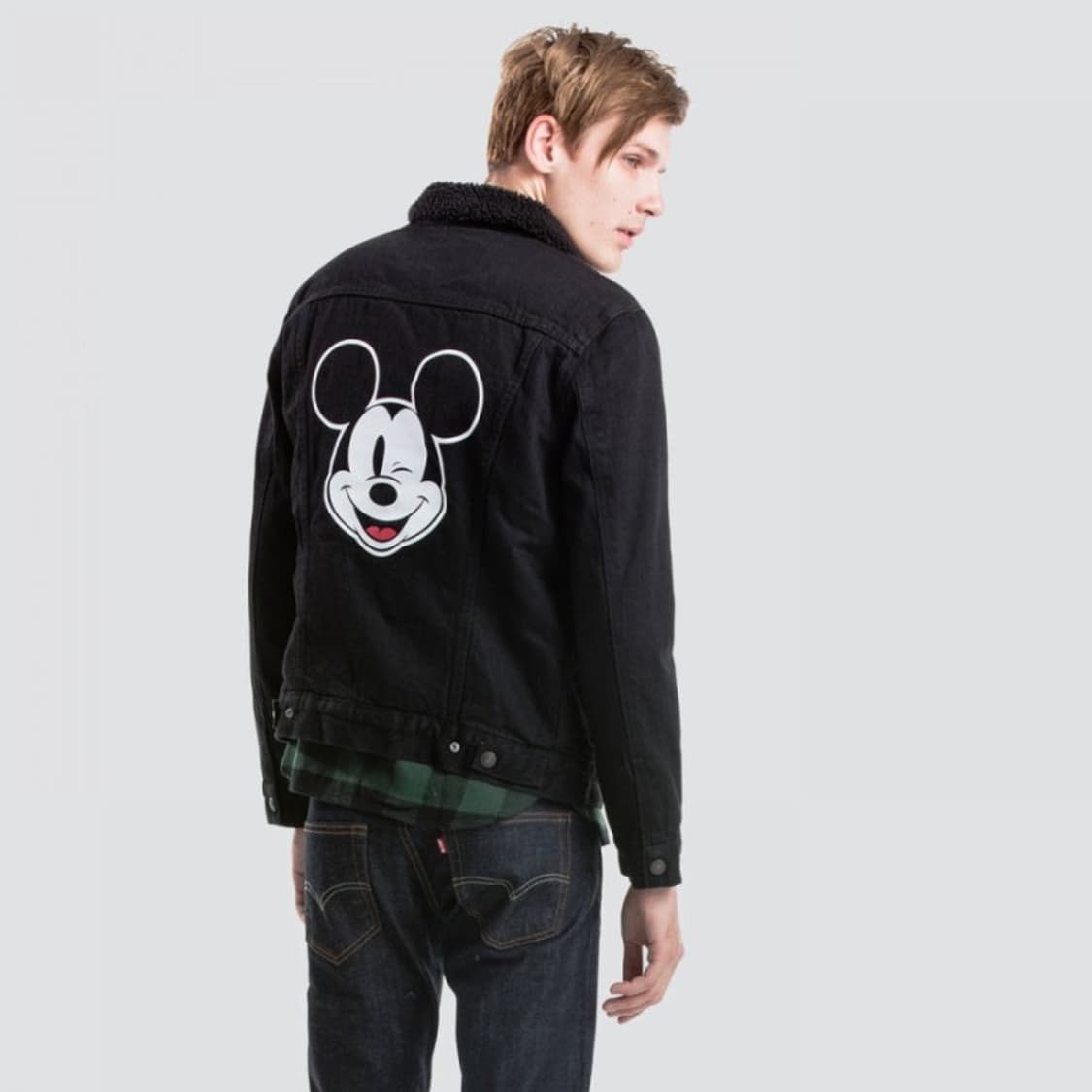 Levis 리바이스 미키마우스 콜라보 쉐르파 흑청 데님자켓 양털 상품이미지3