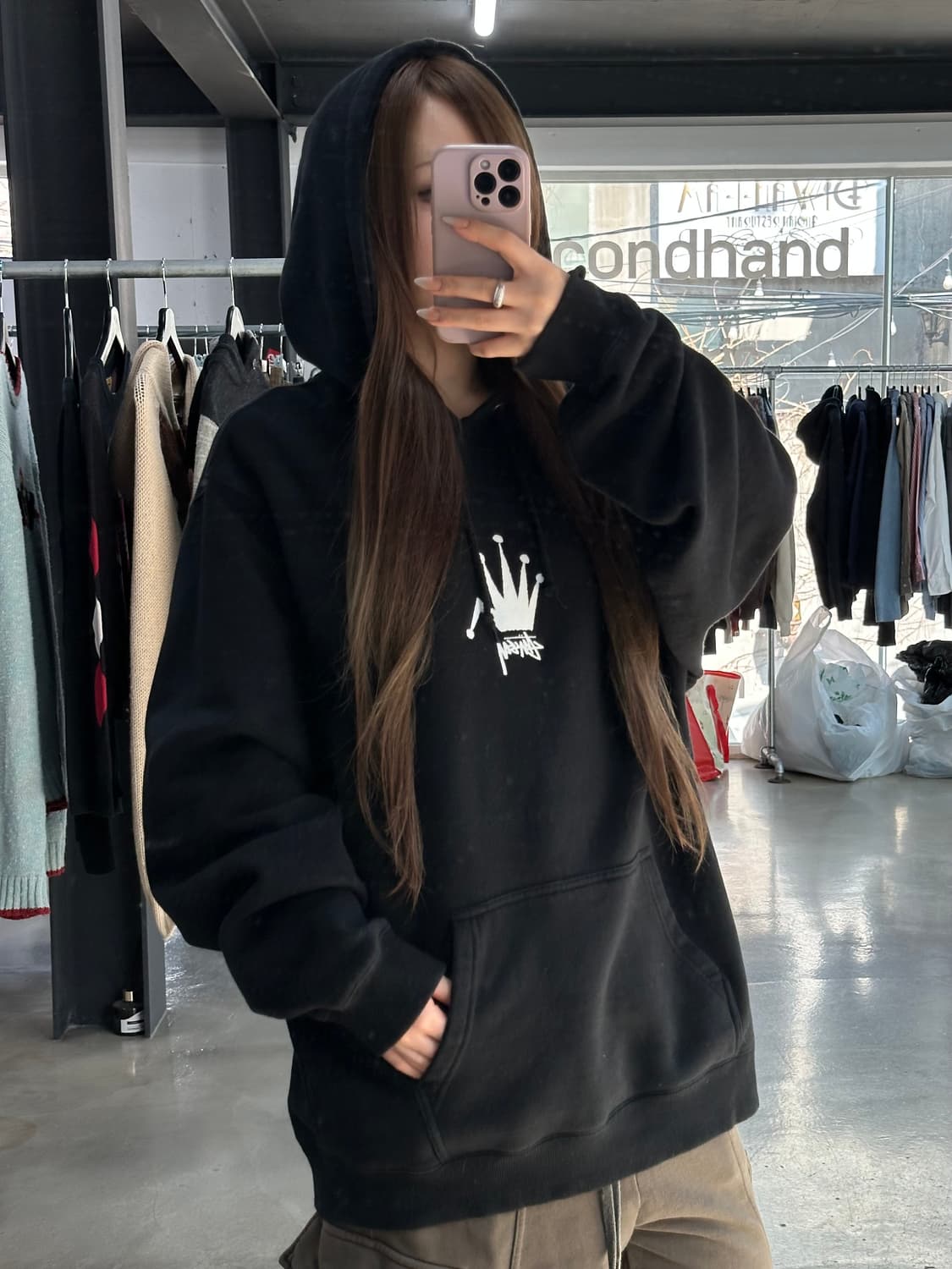 스투시 올드크라운로고 후드티 상품이미지3