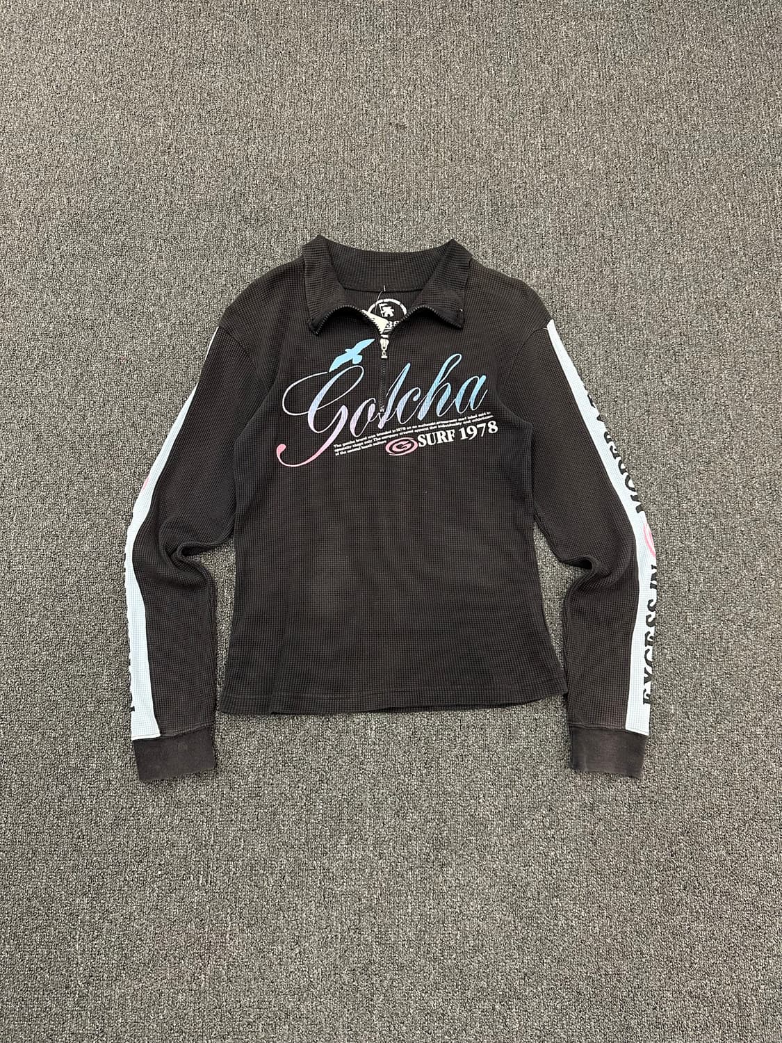 M)Gotcha 서프 로고 블랙 와플 하프집업 롱슬리브 상품이미지4