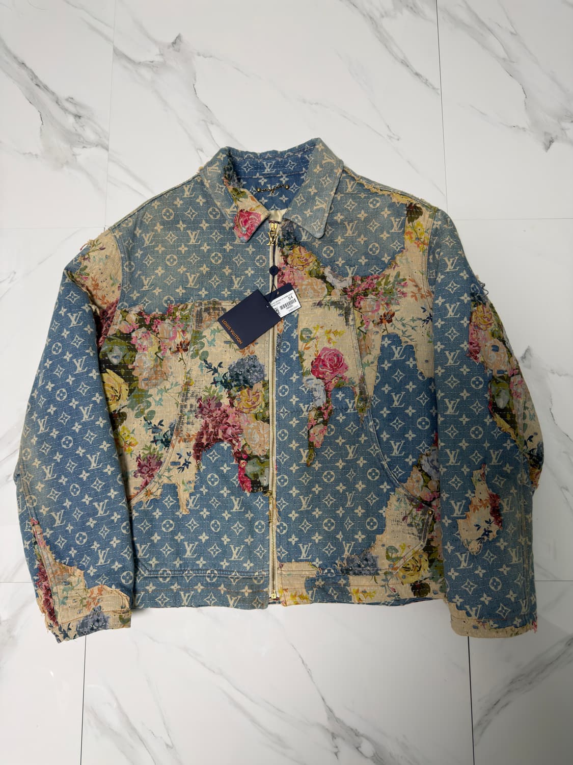 새상품 루이비통 디스트로이드 플라워 워크웨어 데님 자켓 54 백화점택 상품이미지1
