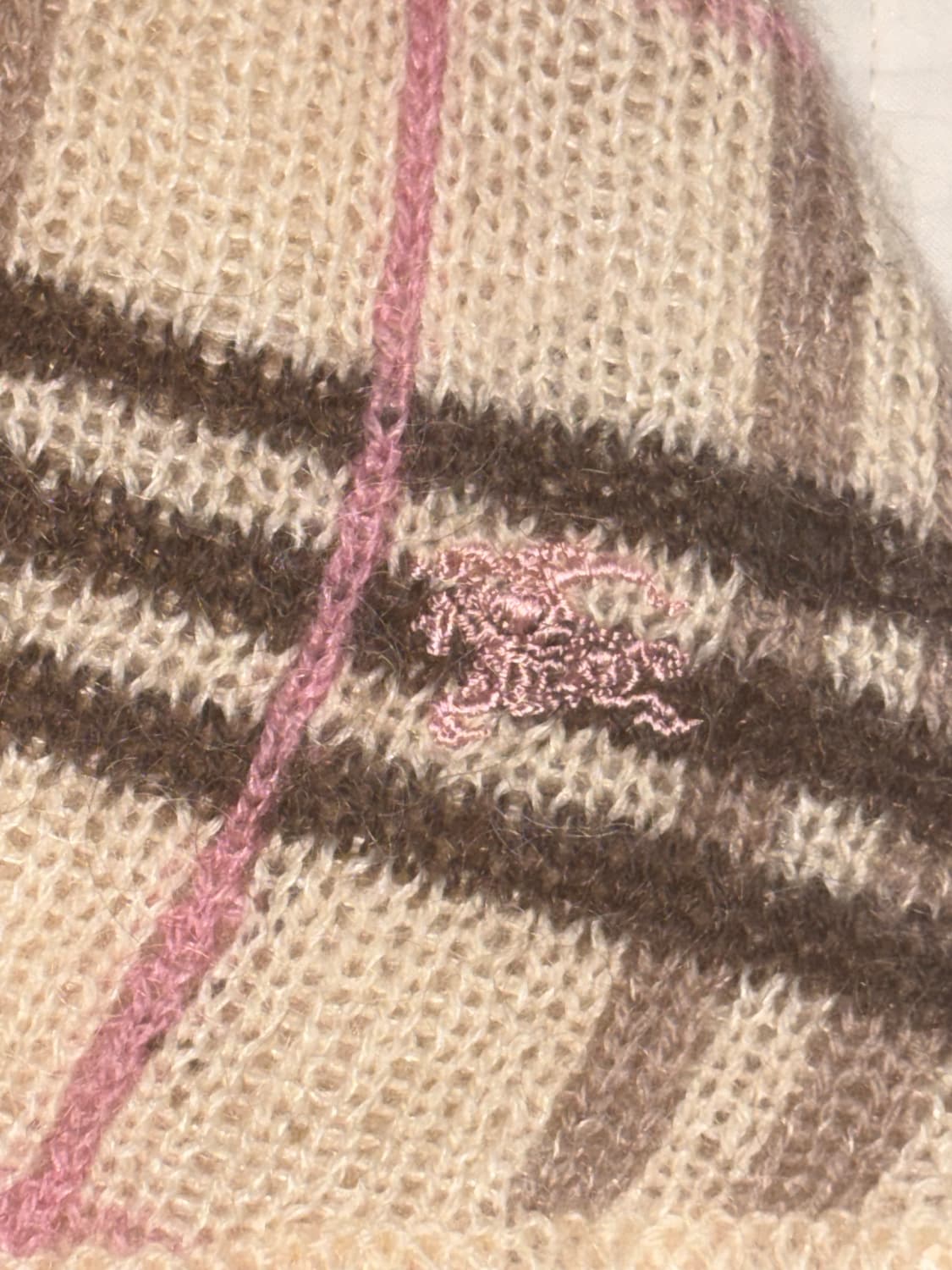 라떼갸루 빈티지 버버리 블루라벨 딸기초코 체크 반팔 니트 히메갸루 stc 상품이미지2