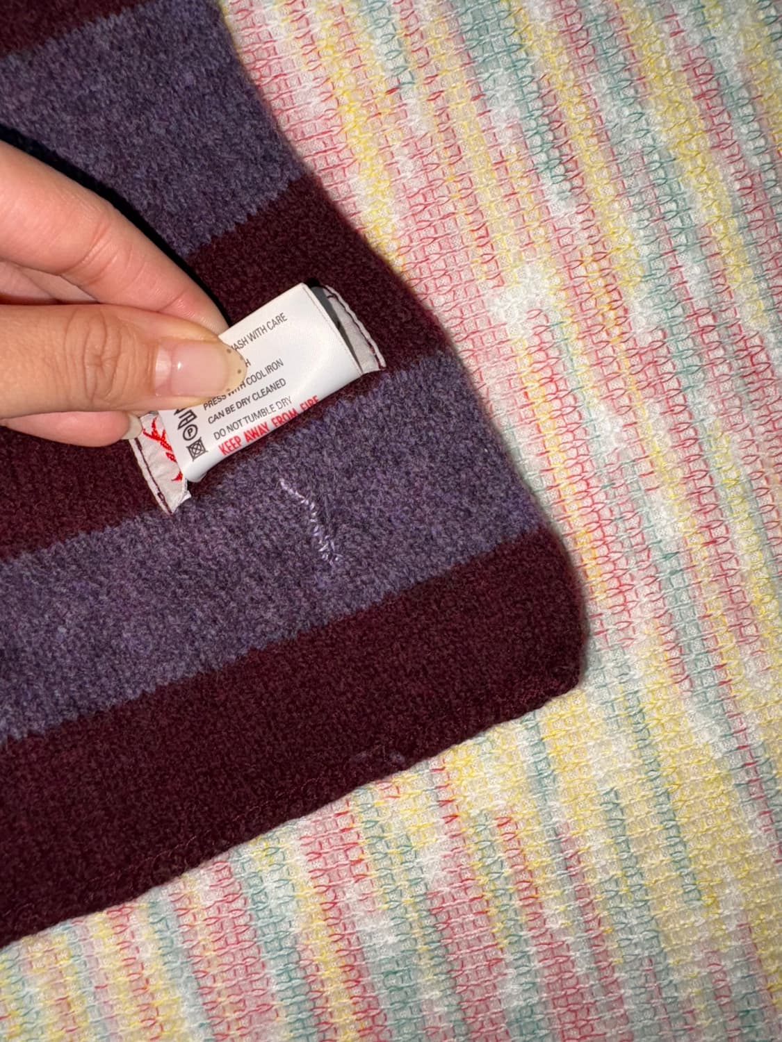 퍼플 버건디 스트라이프 머플러 상품이미지5