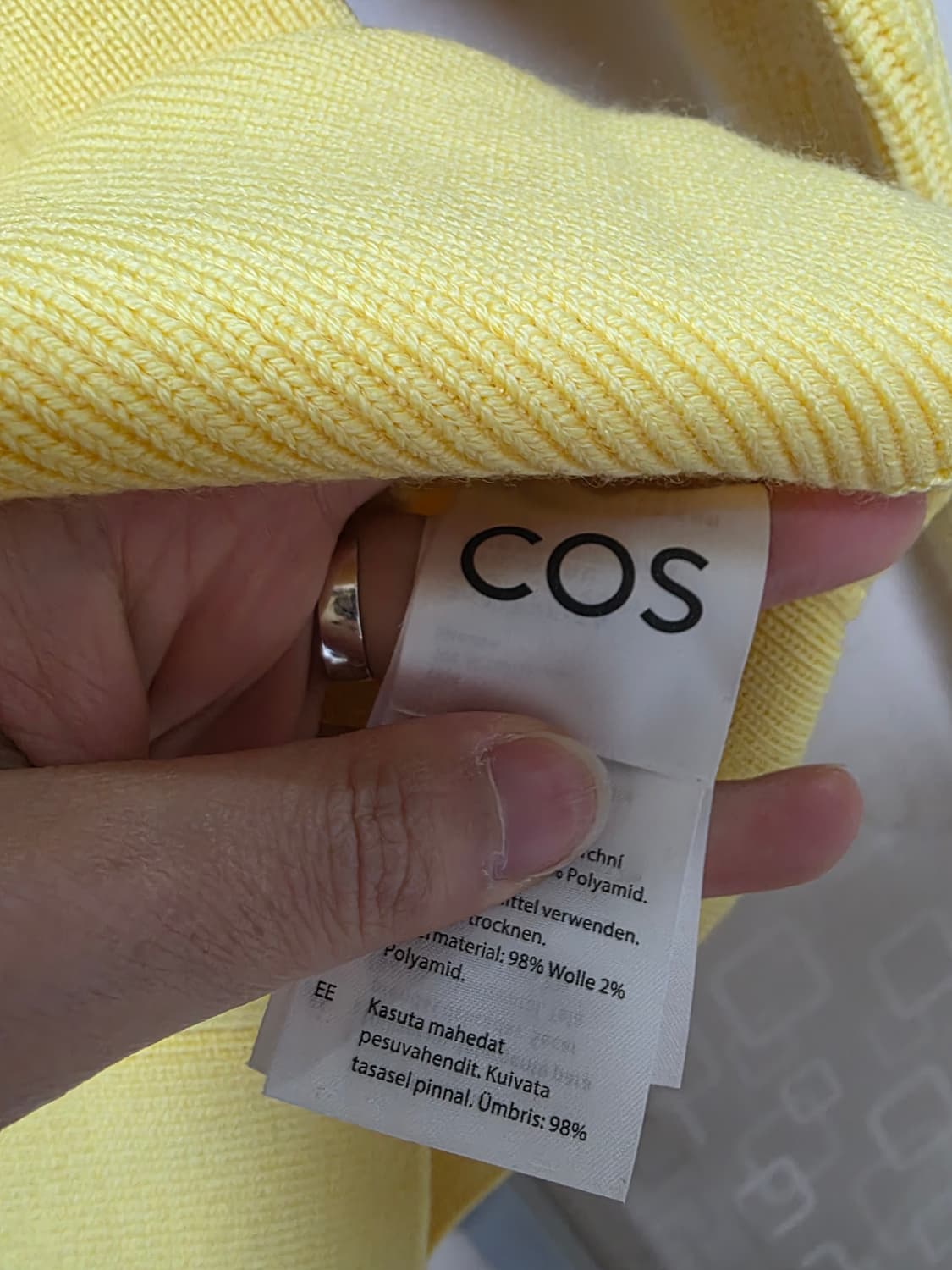COS 옐로우 스퀘어넥 니트 XS (새상품) 상품이미지5