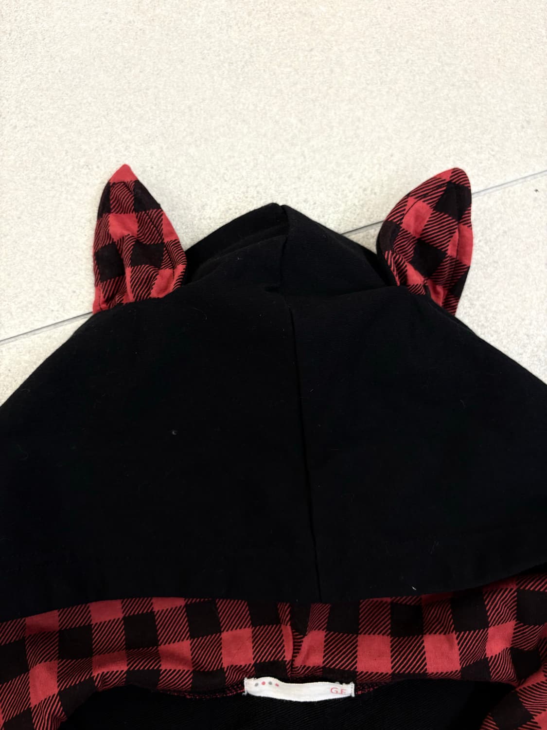 고양이귀 레드체크 스컬 후집 상품이미지5