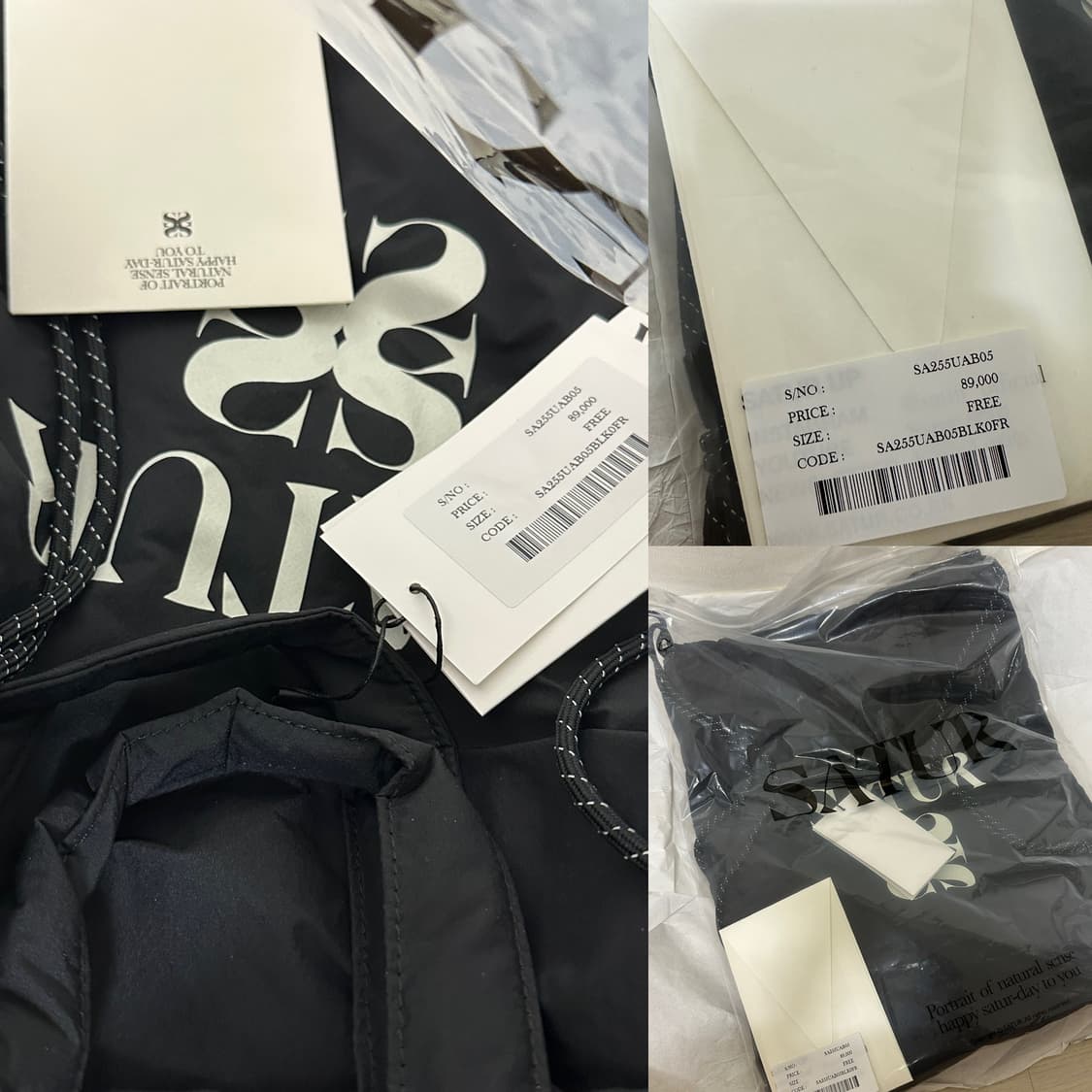 세터 satur 솔리드 드로우 스트링 백 백팩 블랙 새상품 상품이미지2