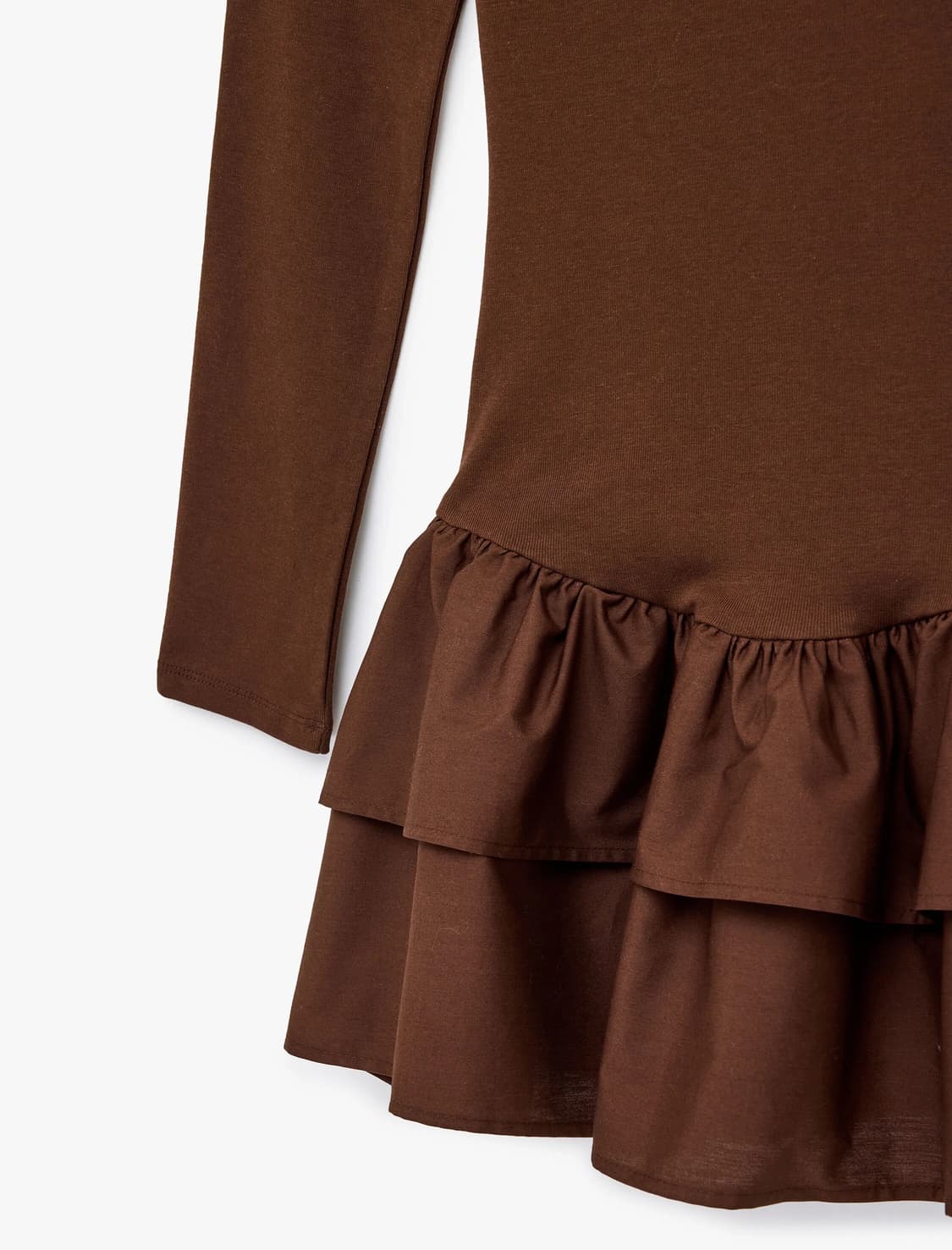 [최저가/착샷]자라 ZARA 보트넥 프릴 미니 원피스 브라운 상품이미지4