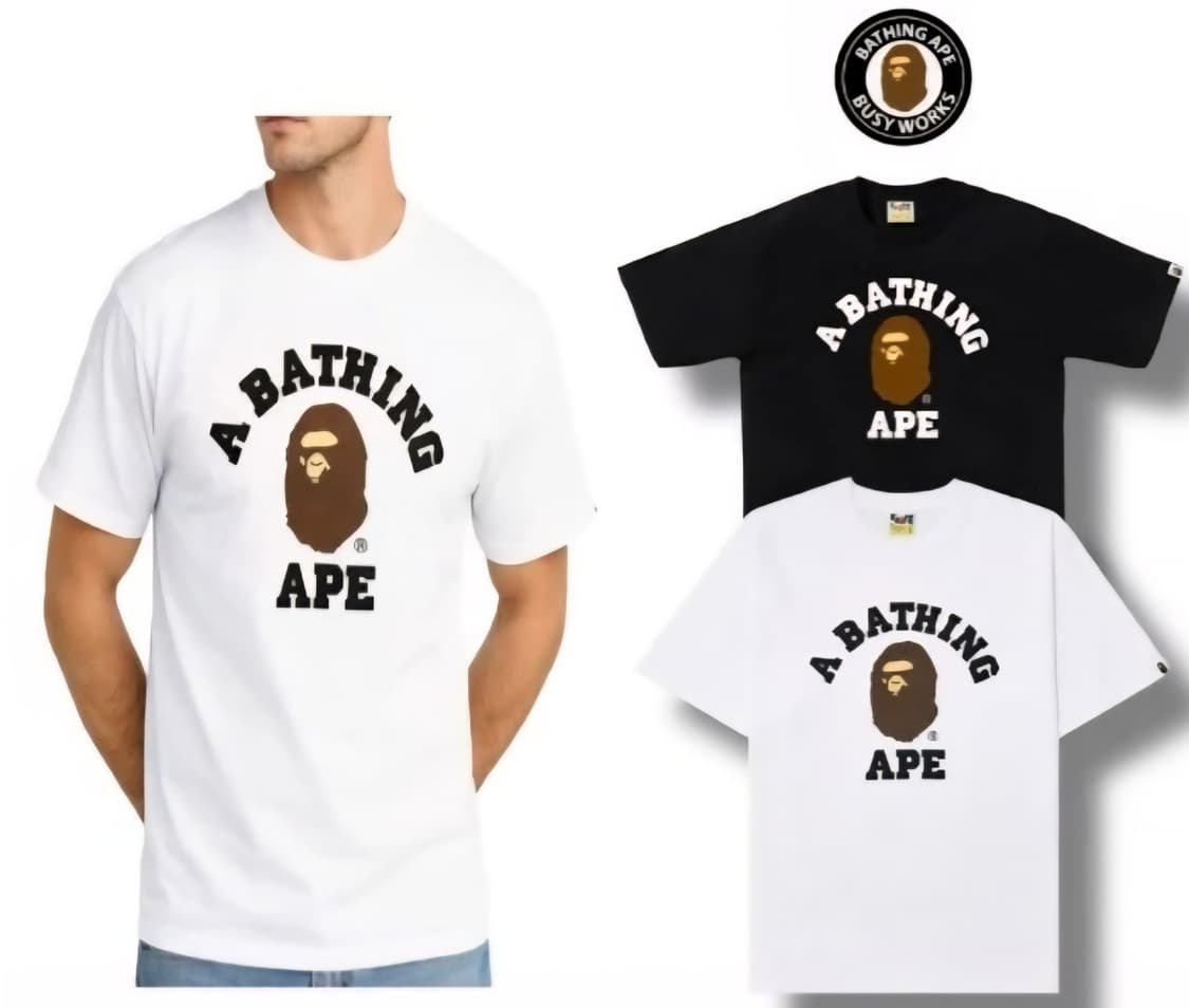 BAE 베이프 컬리지 로고 반팔티 남여공용 무료배송 상품이미지1