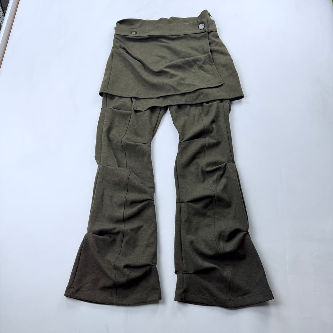 오호스 (ojos) 카키 랩 스커트 턱 팬츠 카키 상품이미지2