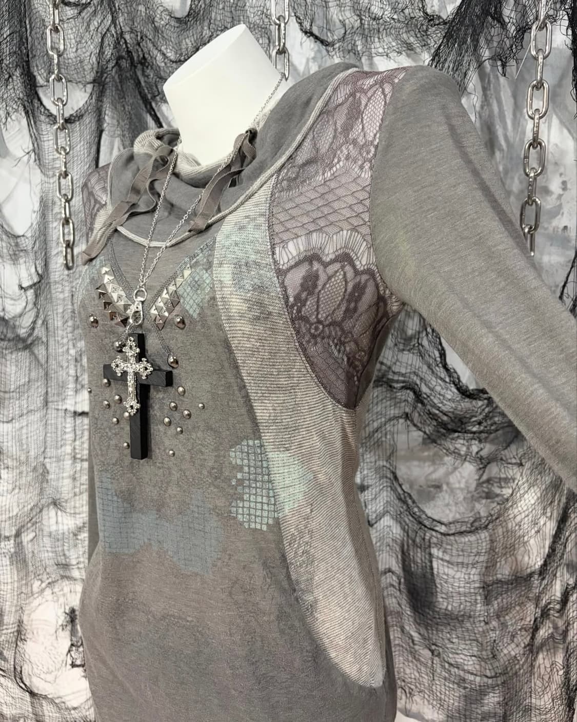 그런지 오리엔탈 시스루 탑 원피스 상품이미지7