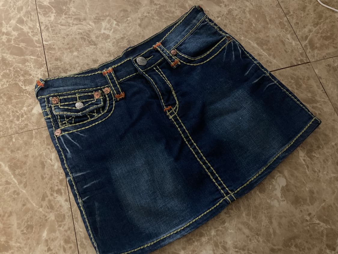 트루릴리젼 스티치 데님 미니스커트 상품이미지2