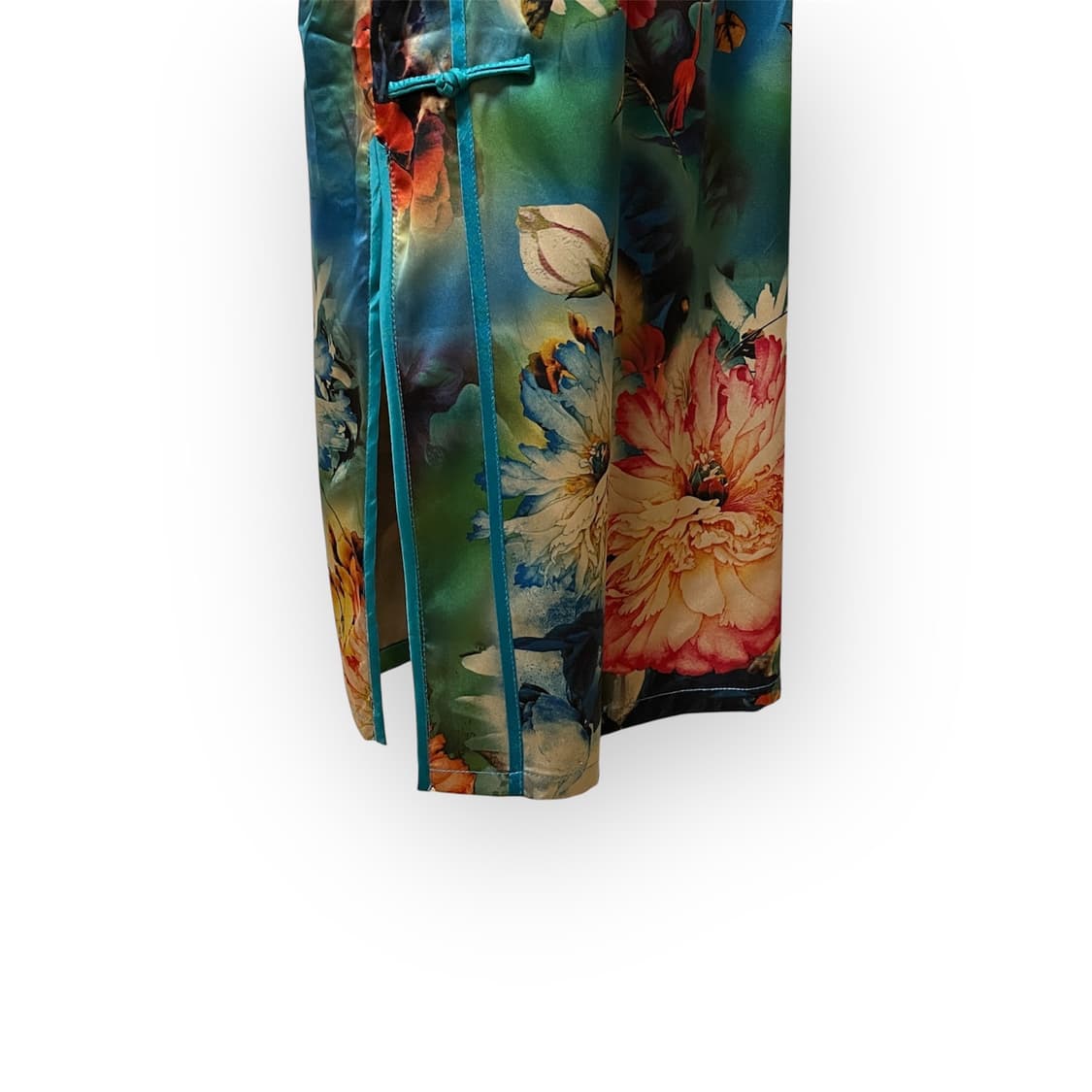 청록 플로랄 치파오 스타일 드레스 상품이미지5