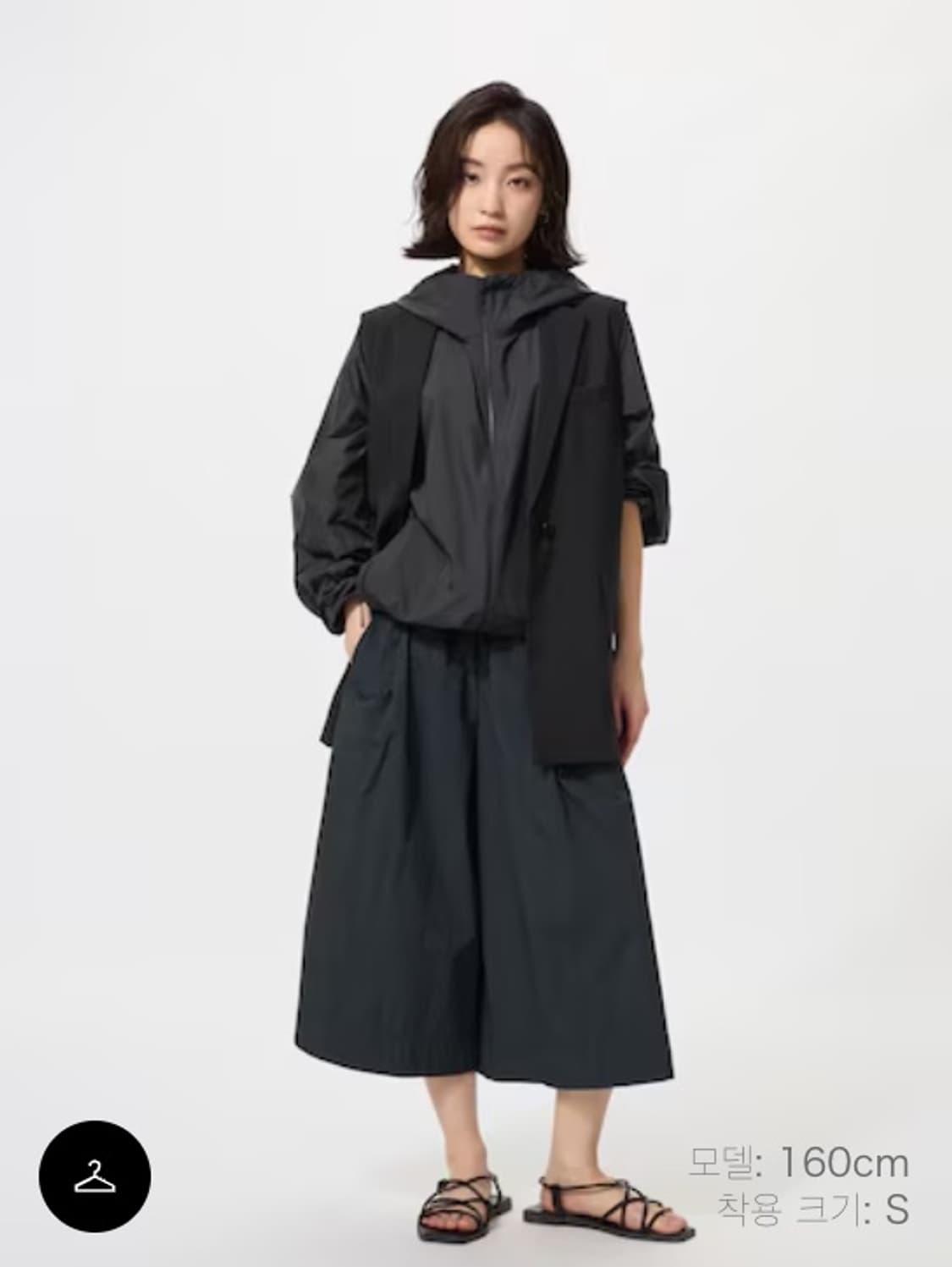 [2XL/32] 유니클로 나일론 큐롯 반바지 블랙 / 길이 짧음 상품이미지1