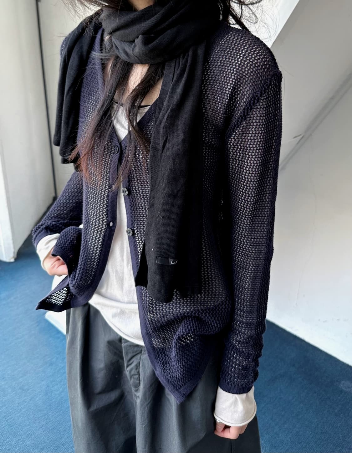 Cotton loose knitted design cardigan 상품이미지1