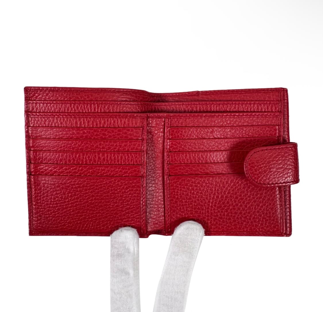 구찌 여성 GG 인터로킹 금장 레더 플랩 반지갑 레드 615525 상품이미지6