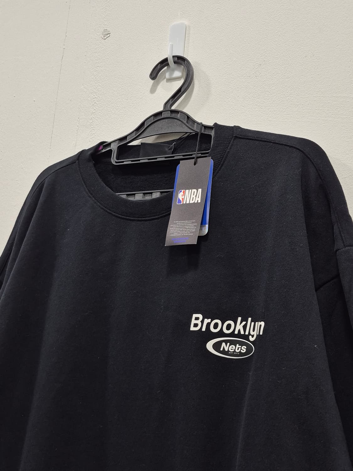 새상품 NBA 브루클린 네츠 팀 로고 안감기모 맨투맨 남성 110사이즈 상품이미지2