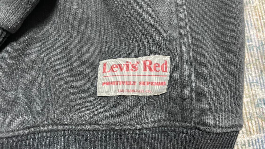 00s 빈티지 워크웨어 Y2K리바이스 레드 블랙 빈티지 워싱 후드티 M 상품이미지7