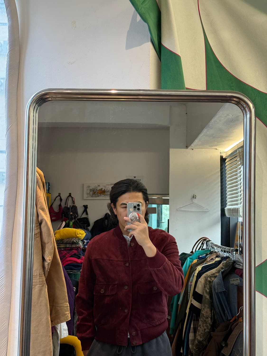 [GOTTARDI] Made in Italy 버건디 스웨이드 레더 블루종 상품이미지6