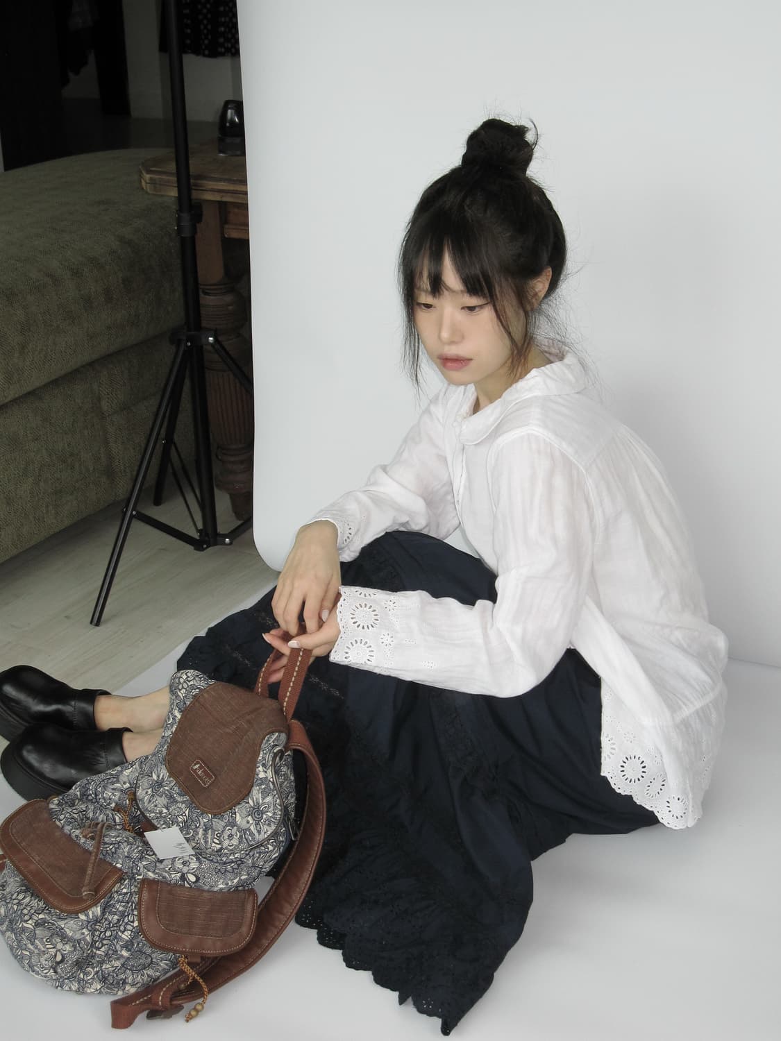 네이비 레이스 스커트 상품이미지5