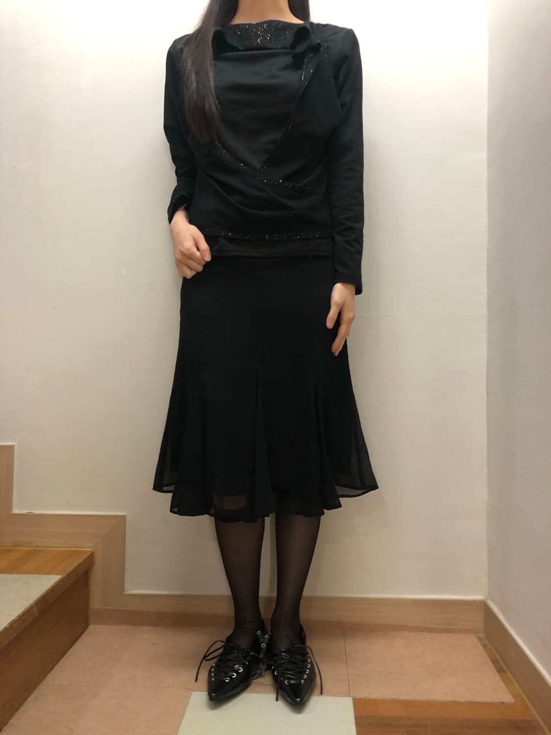 빈티지 블랙 레이어드 탑 상품이미지5