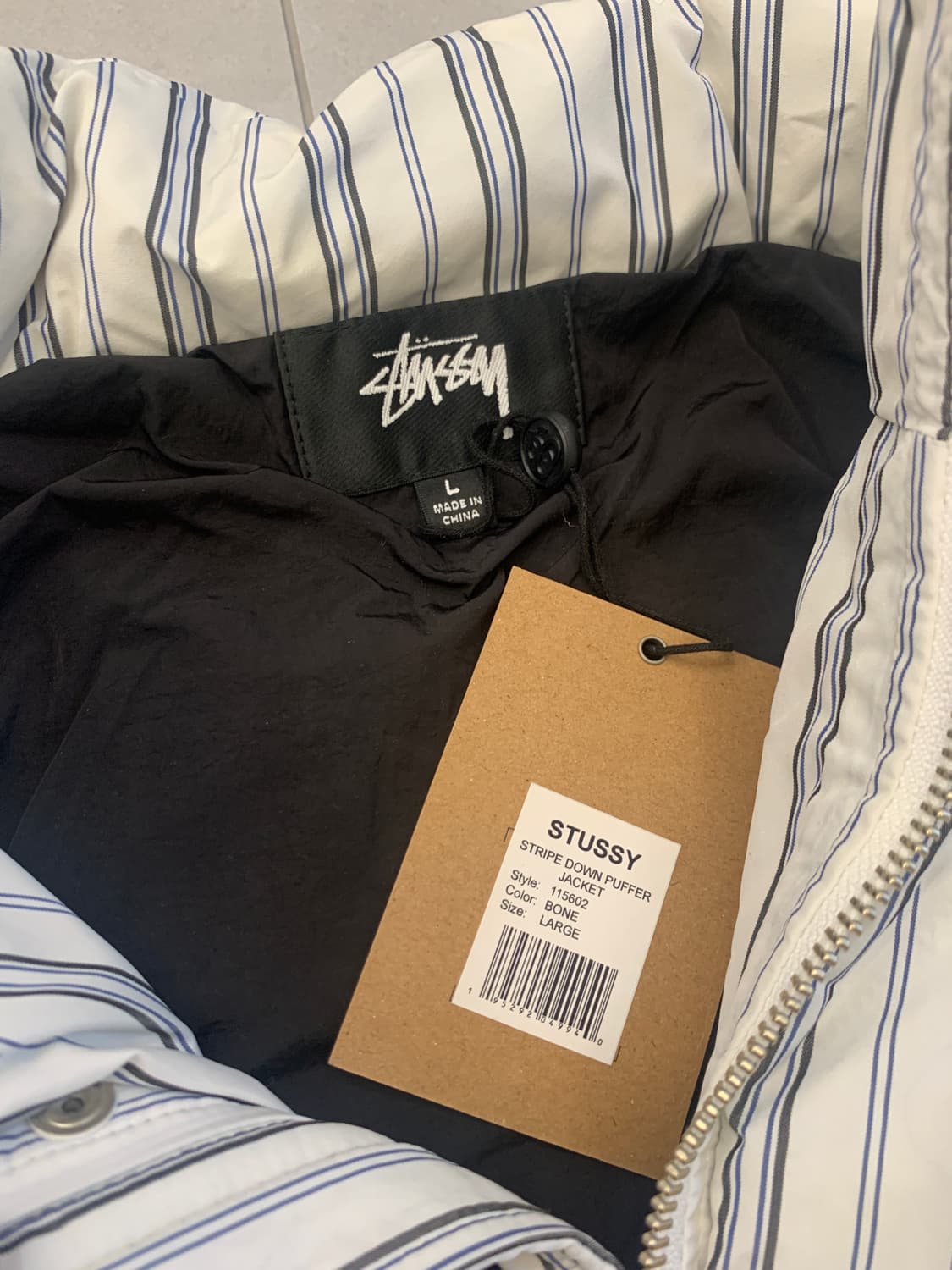 스투시 스트라이프 푸퍼 다운자켓 L 상품이미지3