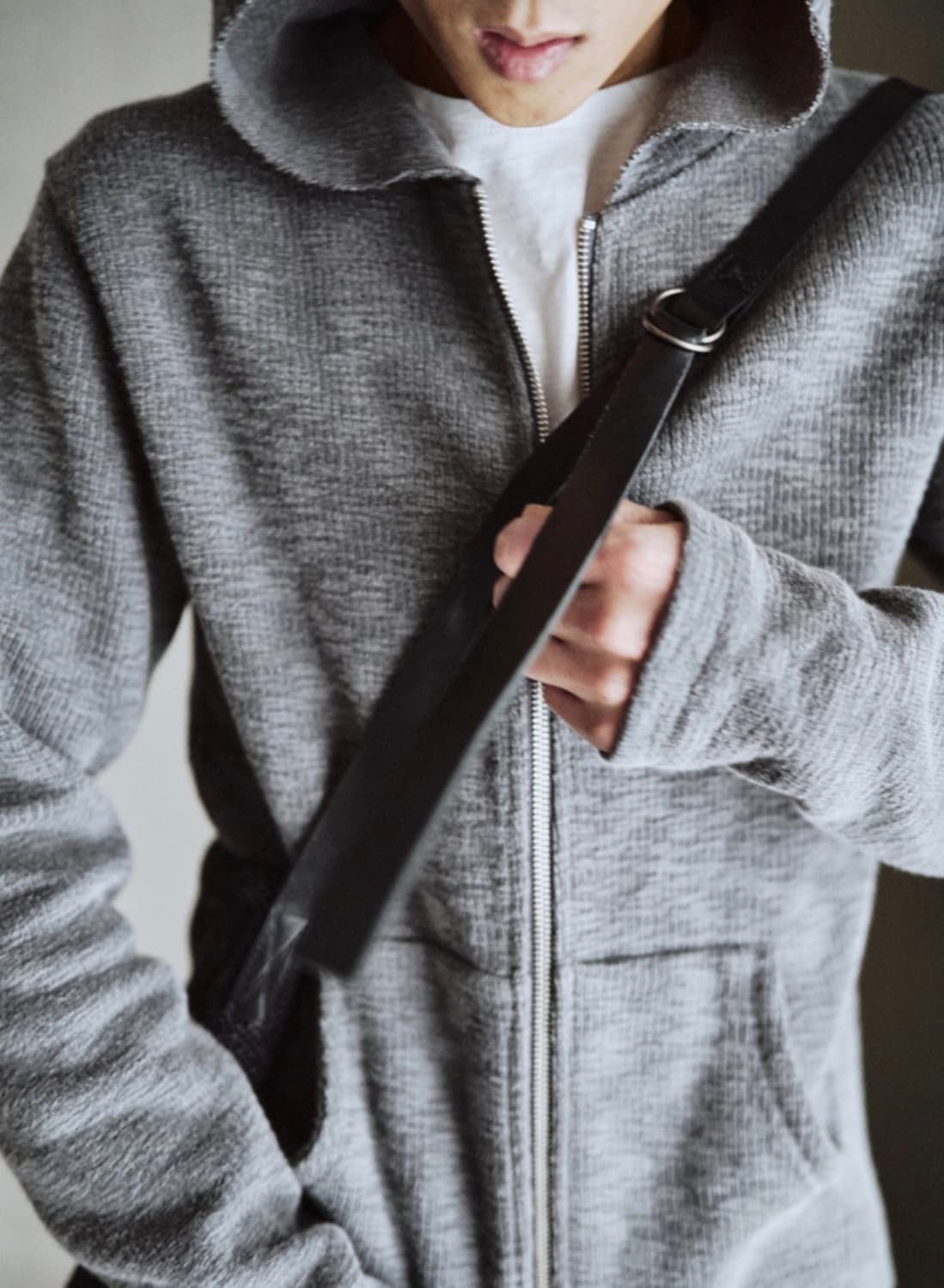 모노프리베 텍스쳐드 후드집업 그레이 3사이즈 상품이미지1