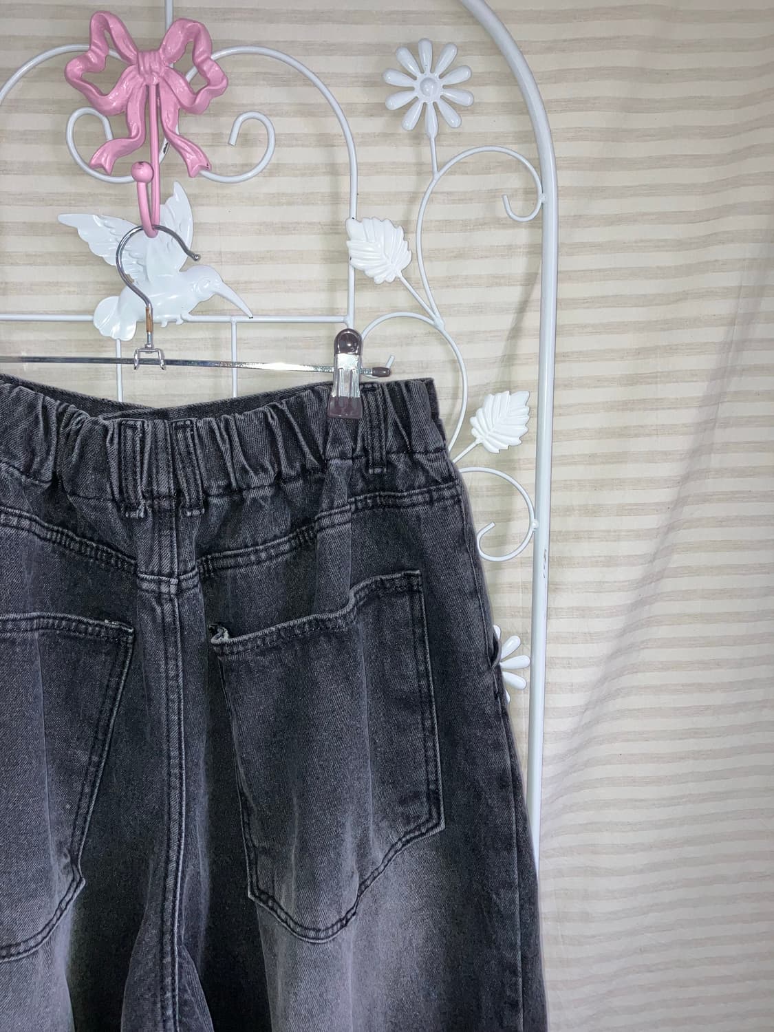 빈티지 흑청 왁싱 데님 팬츠 y2k 스트릿 갸루 펑키473 상품이미지4