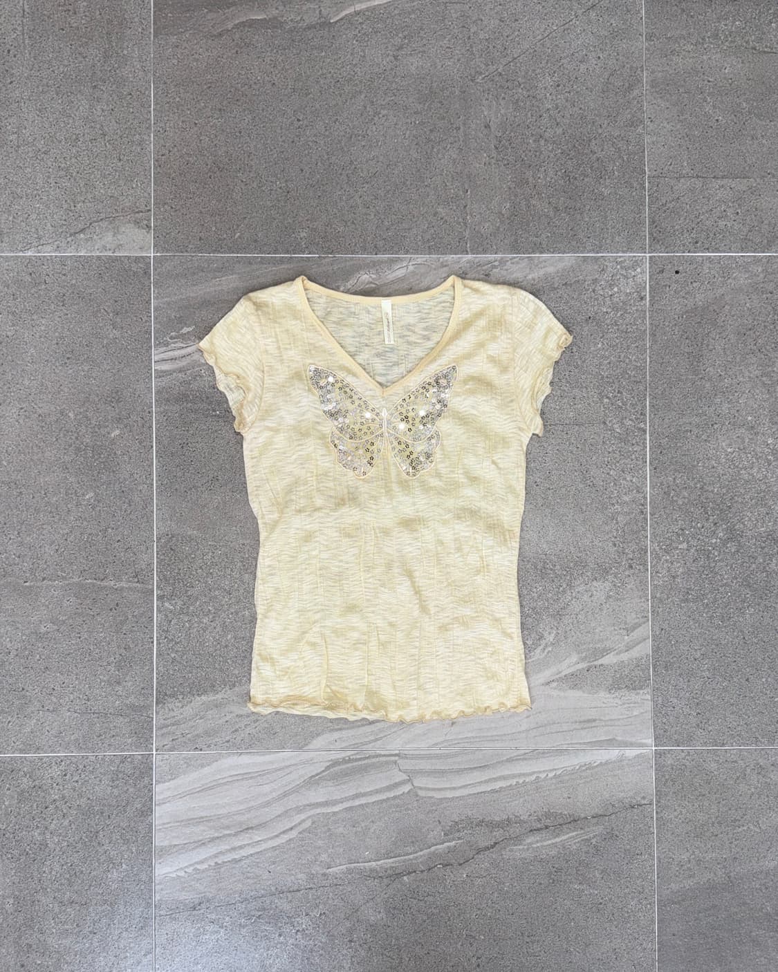 Lemon spangled butterfly half blouse 상품이미지1