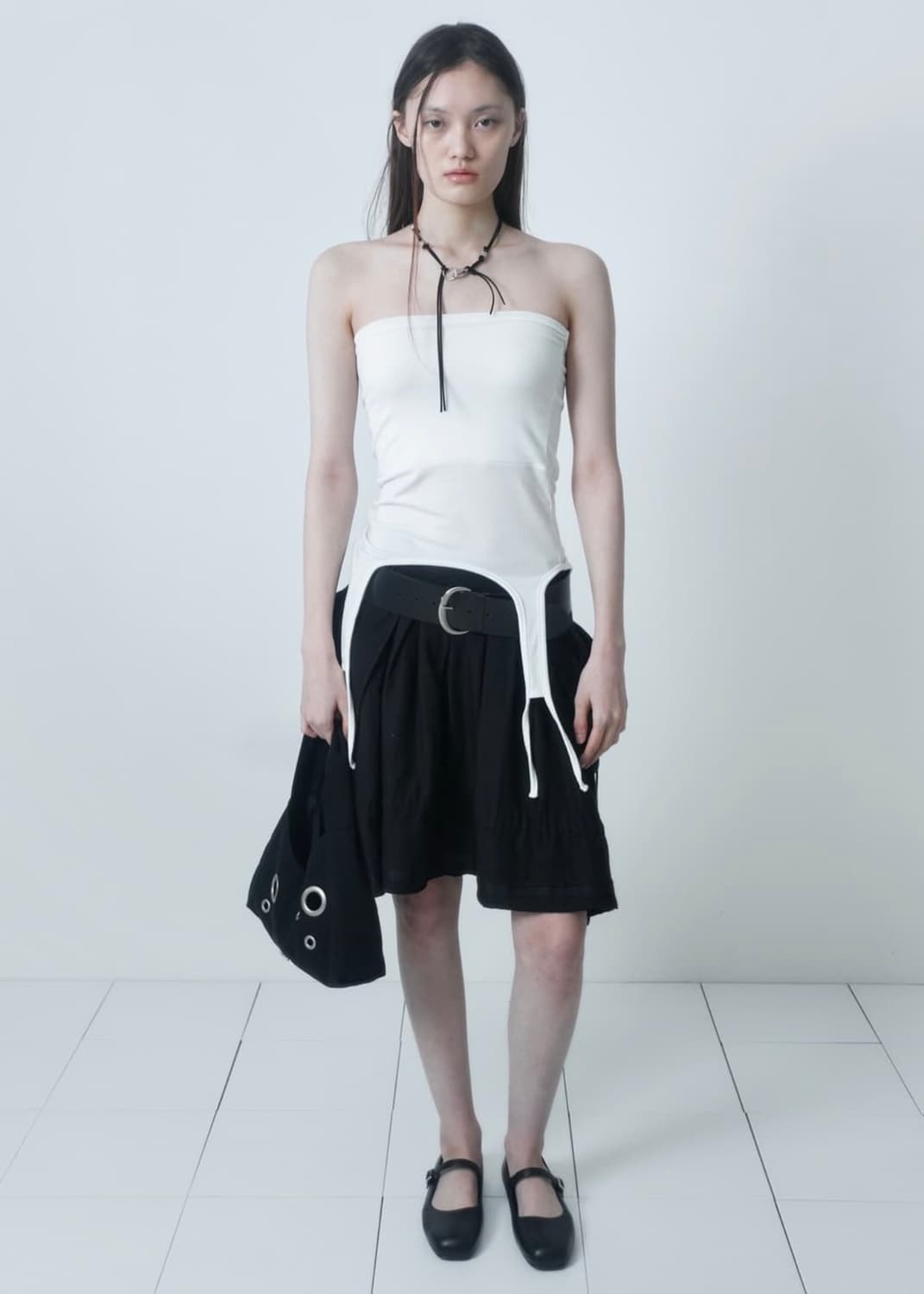 세릭 가터 스커트탑 화이트 상품이미지2
